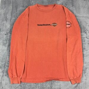 Harley Davidson Long Sleeve T Shirt Mens Orange Ocean City MD Graphic Tee